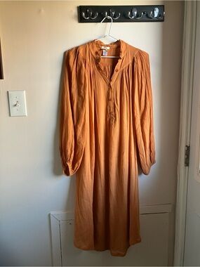 Eberjey Burned-Orange Long Sleeve Button Front Dress